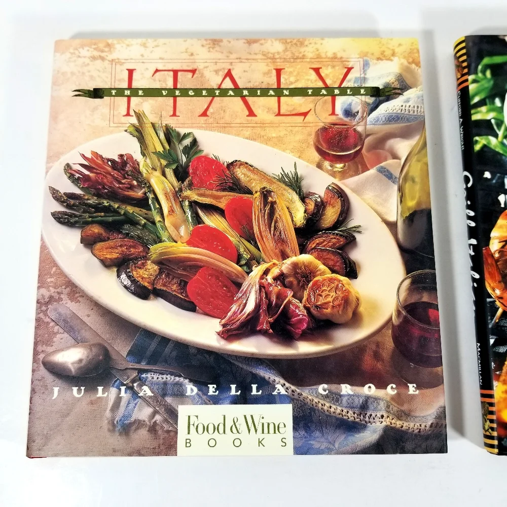 Lot Of 2 Food & Wine Cookbooks The Vegetarian Table Italy, Grill Italian HC_5